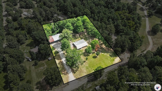 1911 Vanderbilt Rd, Texarkana, AR 71854 - aerial view of property's location with property boundaries highlighted and a forest