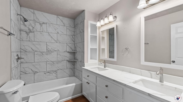 1911 Vanderbilt Rd, Texarkana, AR 71854 - bathroom featuring double vanity, washtub / shower combination, and a textured ceiling