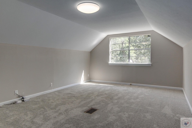 additional living space featuring carpet floors and lofted ceiling