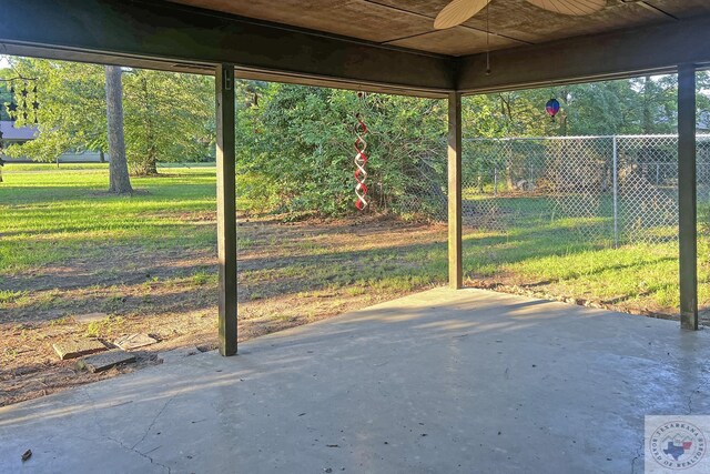 view of patio / terrace featuring ceiling fan