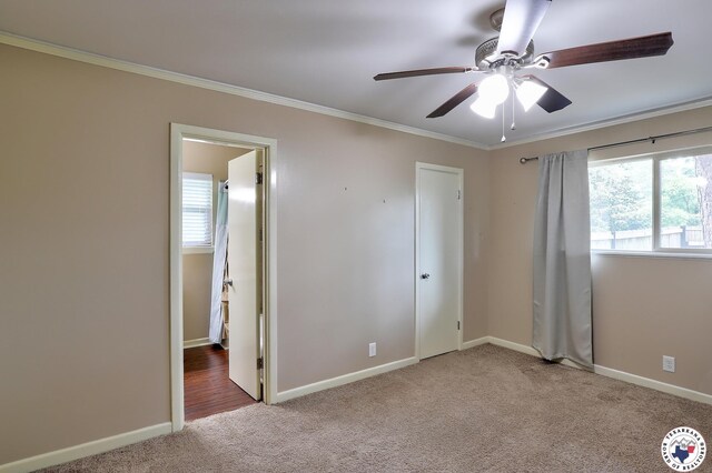 4101 Columbia Ave, Texarkana, TX 75503 - unfurnished bedroom with carpet floors, ornamental molding, baseboards, and ensuite bath