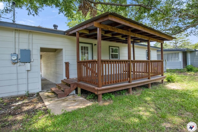 121 Circle Dr, Bogata, TX 75417 - deck with a yard and a garage