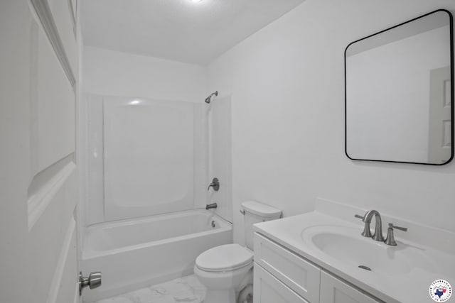 121 Circle Dr, Bogata, TX 75417 - bathroom featuring vanity, marble finish flooring, and bathing tub / shower combination