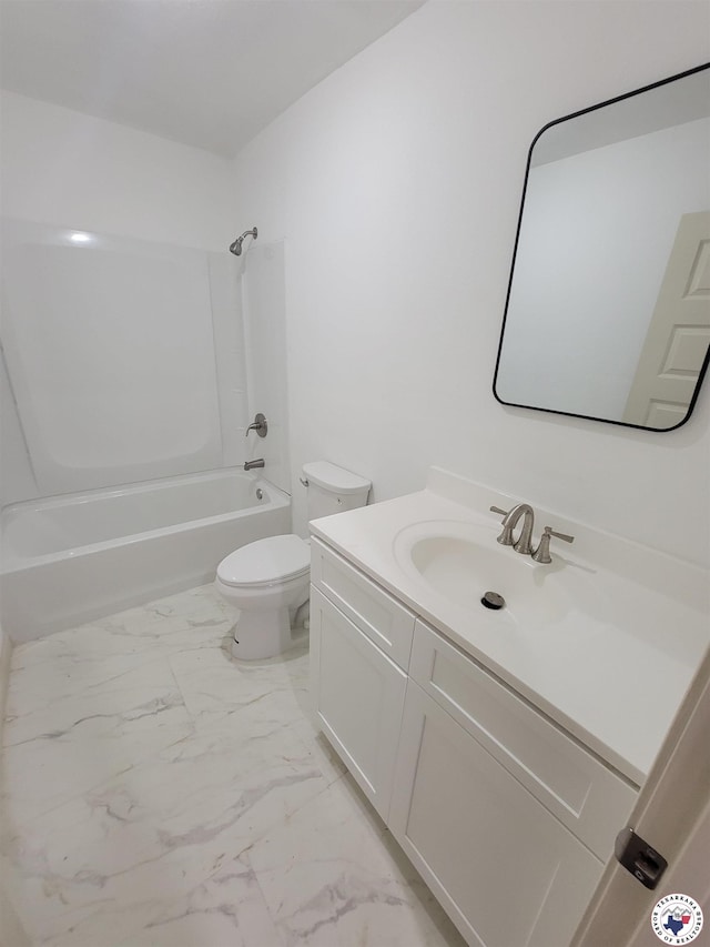 121 Circle Dr, Bogata, TX 75417 - bathroom featuring marble finish flooring, vanity, and shower / bath combination