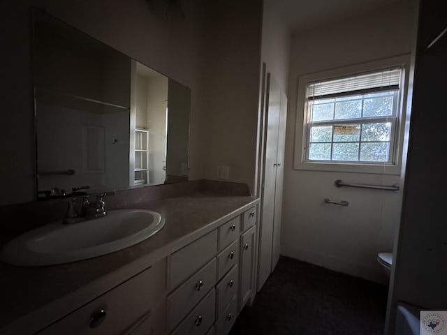 bathroom with toilet and vanity