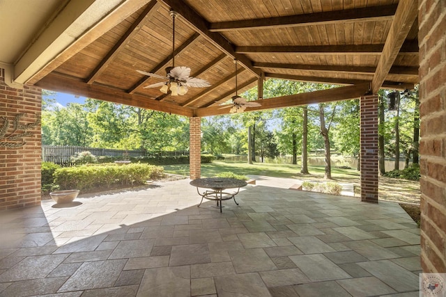 view of patio with ceiling fan