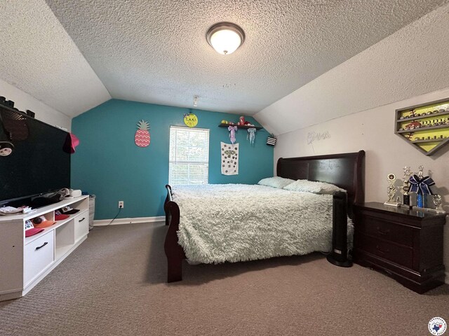 15 Annadale Dr, Maud, TX 75567 - carpeted bedroom with lofted ceiling, a textured ceiling, and baseboards