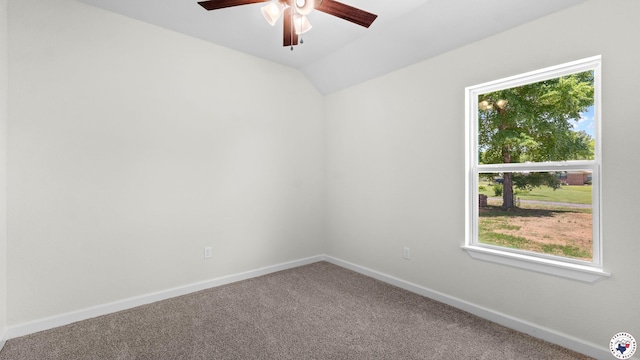 206 Spencer St, Maud, TX 75567 - unfurnished room featuring ceiling fan, carpet, and vaulted ceiling