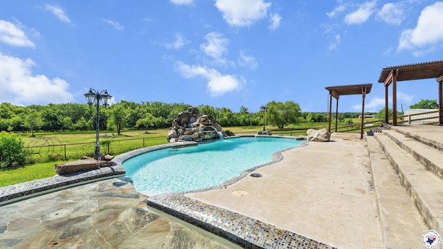 1142 Oakridge Dr, Texarkana, TX 75503 - swimming pool with a patio area, a pergola, and view of scattered trees