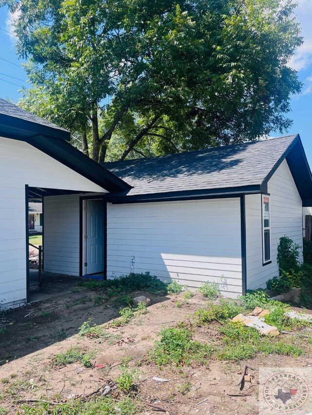 exterior space featuring a garage