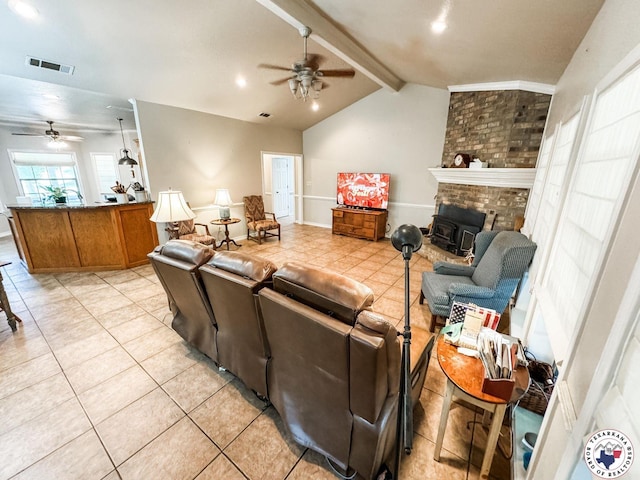 25 County Road 1905, Linden, TX 75563 - living room with a ceiling fan and light tile patterned floors