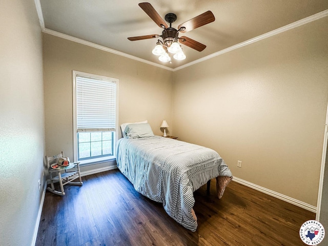25 County Road 1905, Linden, TX 75563 - bedroom with wood finished floors, baseboards, crown molding, and a ceiling fan