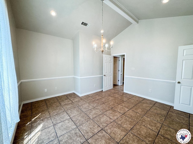 25 County Road 1905, Linden, TX 75563 - unfurnished room featuring a chandelier, tile patterned flooring, and baseboards