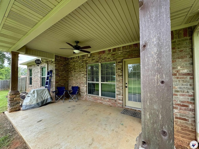 22 Heritage Blvd, Texarkana, TX 75501 - view of patio / terrace with a ceiling fan and a grill