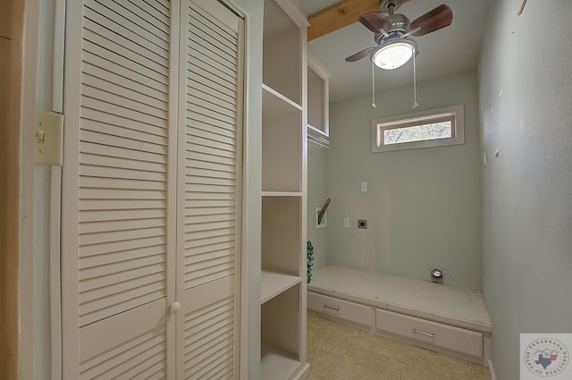 bathroom with ceiling fan