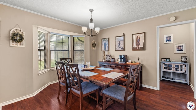 509 Brown Dr, Wake Village, TX 75501 - dining room with wood finished floors, a textured ceiling, ornamental molding, and a chandelier