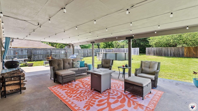 509 Brown Dr, Wake Village, TX 75501 - fenced backyard with an outdoor living space and a patio