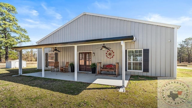 view of outbuilding featuring an outbuilding and french doors