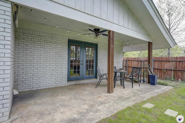 3009 Crestridge Dr, Texarkana, TX 75503 - view of patio featuring a ceiling fan, outdoor dining area, and fence