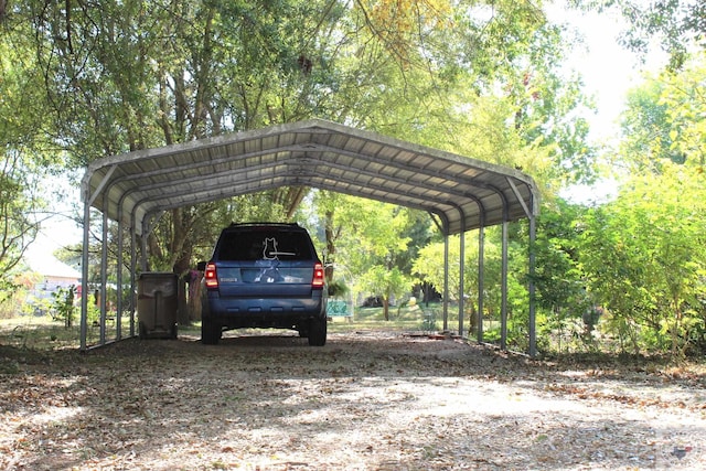 view of parking with a carport