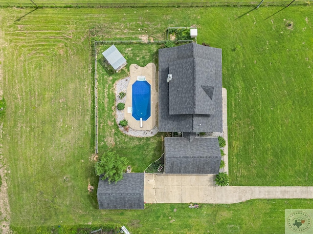 aerial view featuring a rural view