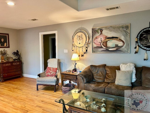 living room featuring light hardwood / wood-style floors