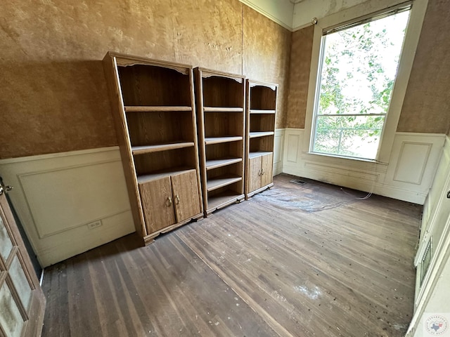 interior space with dark wood-type flooring