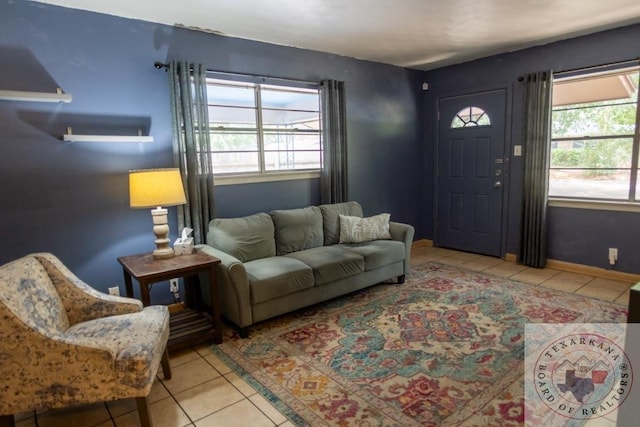 view of tiled living room