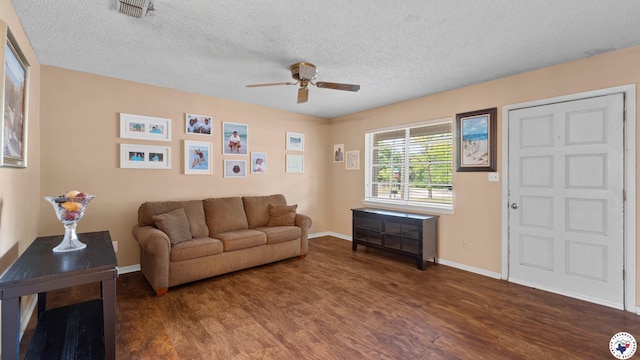 4133 Minden Ave, Texarkana, AR 71854 - living area with ceiling fan, wood finished floors, a textured ceiling, and baseboards