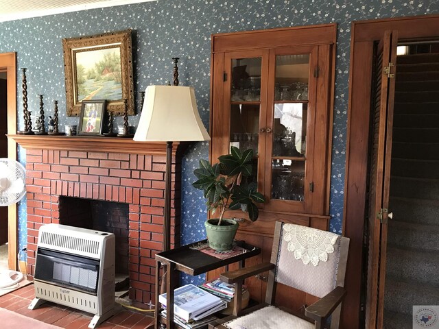 living room featuring heating unit