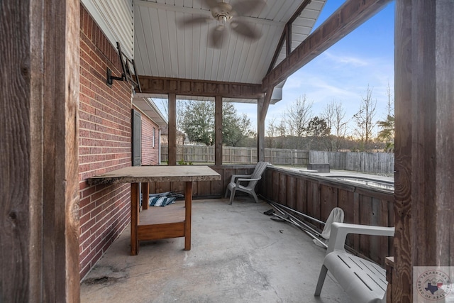 view of patio with ceiling fan