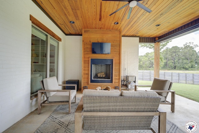 8203 Teal Rd, Texarkana, TX 75503 - view of patio featuring an outdoor living space with a fireplace and a ceiling fan