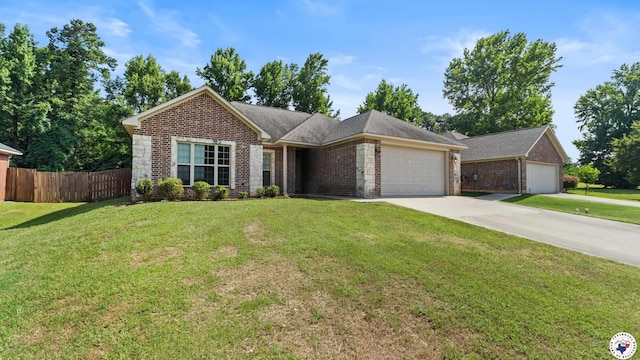5005 Hidden Acres Dr, Texarkana, TX 75503 - ranch-style house featuring brick siding, a garage, and driveway
