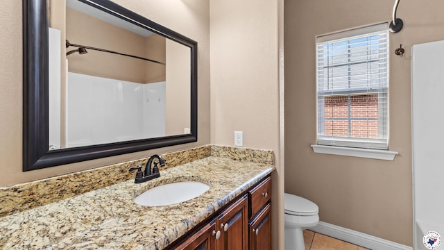 5005 Hidden Acres Dr, Texarkana, TX 75503 - full bathroom featuring vanity, a shower, tile patterned floors, and a tub to relax in
