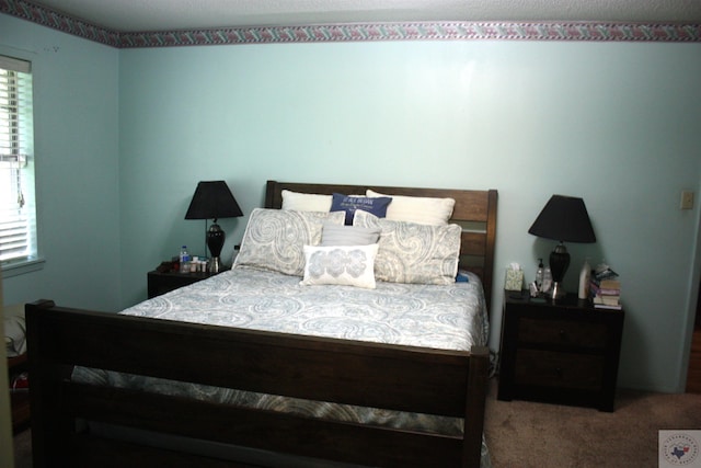 carpeted bedroom featuring multiple windows