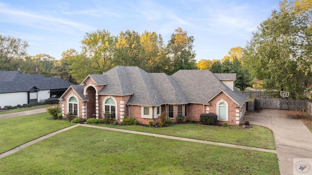 view of front of home with a front lawn