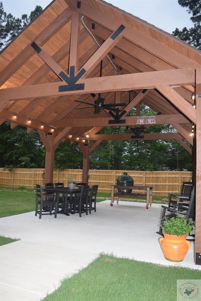 view of community featuring a patio and a gazebo