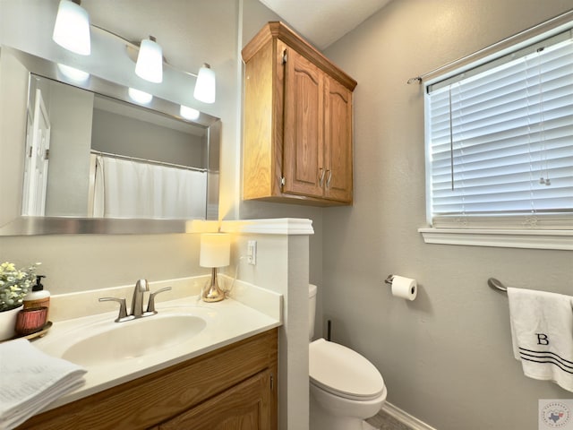 bathroom with toilet and vanity