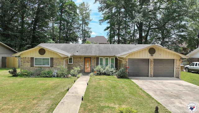43 Broadmoor Dr, Texarkana, AR 78154 - single story home featuring an attached garage, a front lawn, concrete driveway, a shingled roof, and brick siding