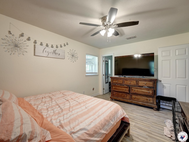 43 Broadmoor Dr, Texarkana, AR 78154 - bedroom with light wood finished floors and ceiling fan