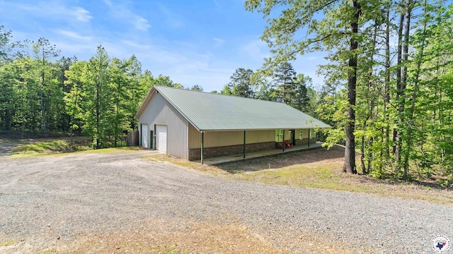 exterior space with a garage
