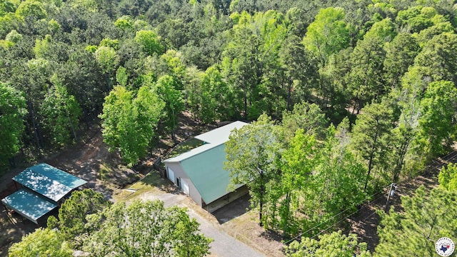 aerial view featuring a forest view