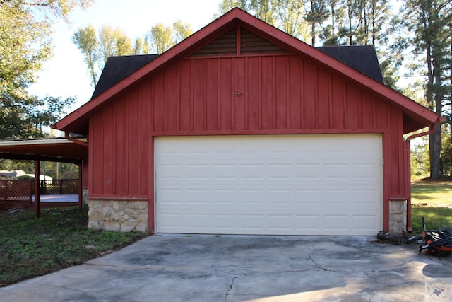 view of garage