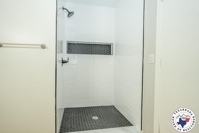 bathroom with a stall shower