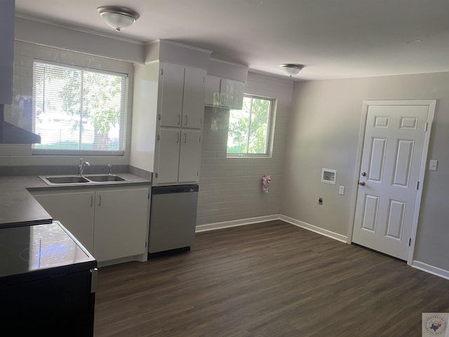 kitchen featuring sink, white cabinets, dishwasher, and a healthy amount of sunlight