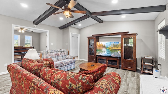 8809 N Kings Hwy, Texarkana, TX 75503 - living room with a ceiling fan, wood finished floors, and recessed lighting