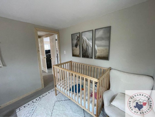 bedroom with a crib