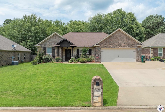 3428 Garrett Ln, Texarkana, TX 75503 - craftsman-style house with an attached garage, concrete driveway, a front yard, and brick siding