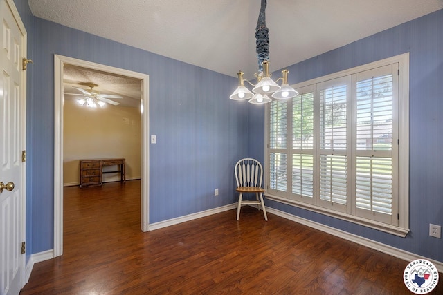 6102 Deerfield Dr, Texarkana, TX 75503 - sitting room with wood finished floors, baseboards, a chandelier, and a ceiling fan