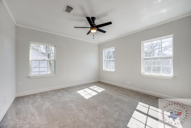 908 W Washington St, Clarksville, TX 75426 - empty room with crown molding, light colored carpet, and ceiling fan